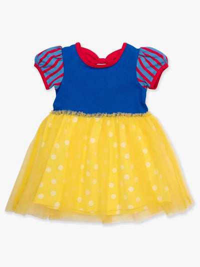 Royal Blue & Yellow Princess Short Sleeve Princess Bow Twirl Dress