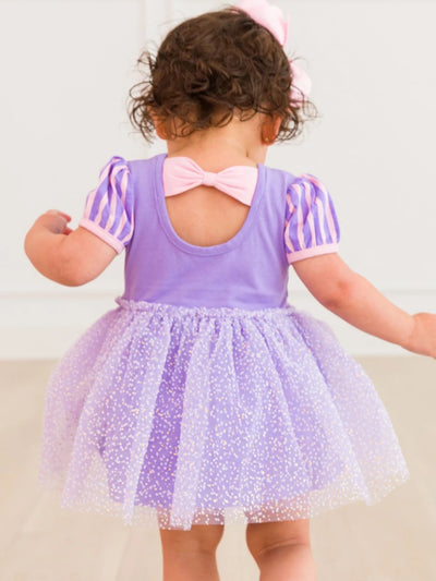 Amethyst Princess Short Sleeve Princess Bow Twirl Romper