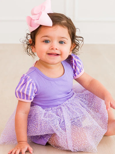 Amethyst Princess Short Sleeve Princess Bow Twirl Romper