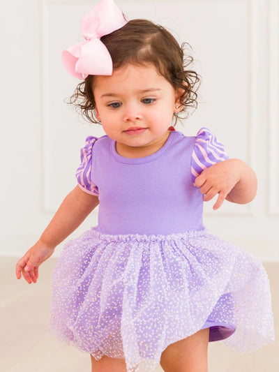 Amethyst Princess Short Sleeve Princess Bow Twirl Romper