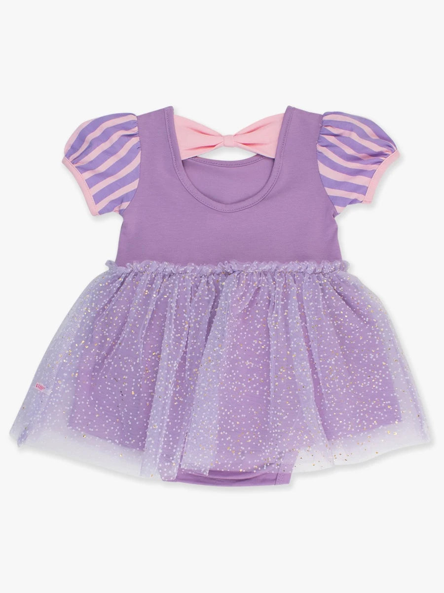 Amethyst Princess Short Sleeve Princess Bow Twirl Romper