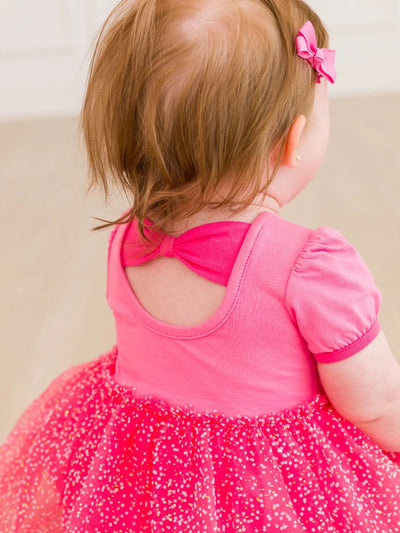 Royal Pink Princess Short Sleeve Princess Bow Twirl Romper