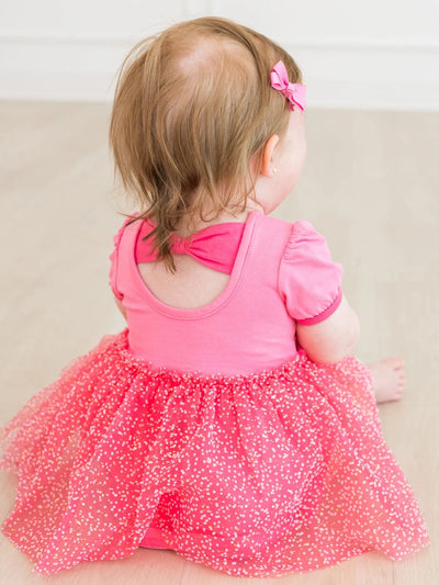 Royal Pink Princess Short Sleeve Princess Bow Twirl Romper