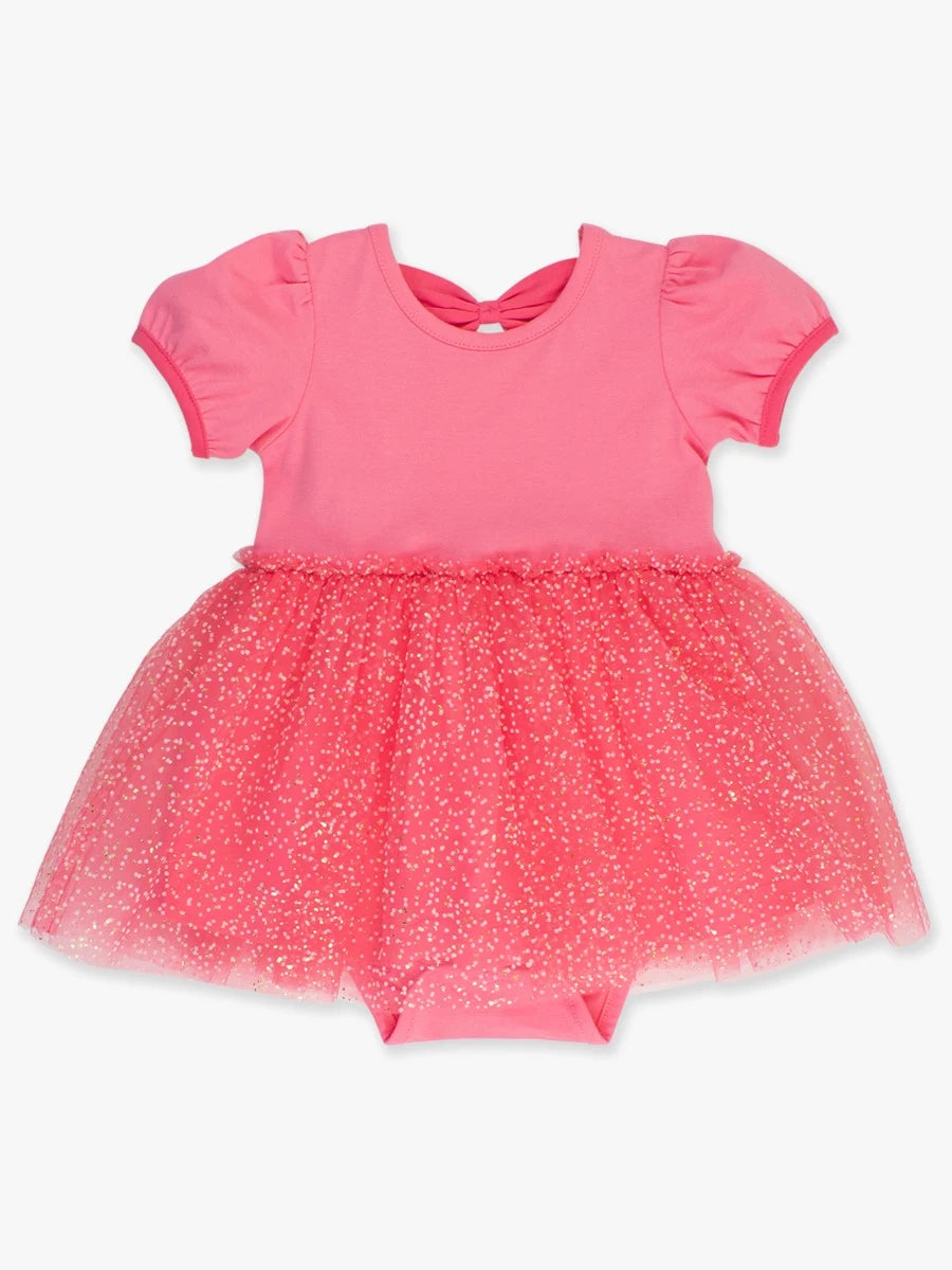 Royal Pink Princess Short Sleeve Princess Bow Twirl Romper