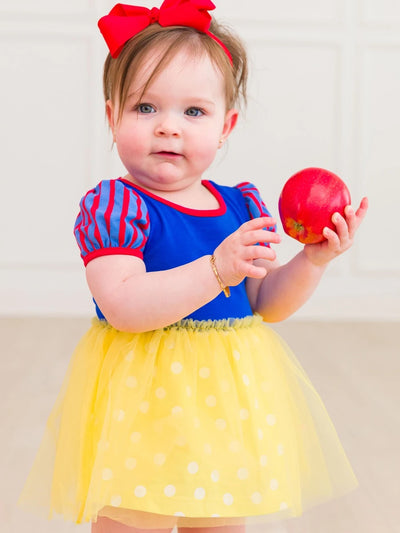 Royal Blue & Yellow Princess Short Sleeve Princess Bow Twirl Romper