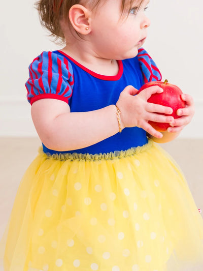 Royal Blue & Yellow Princess Short Sleeve Princess Bow Twirl Romper