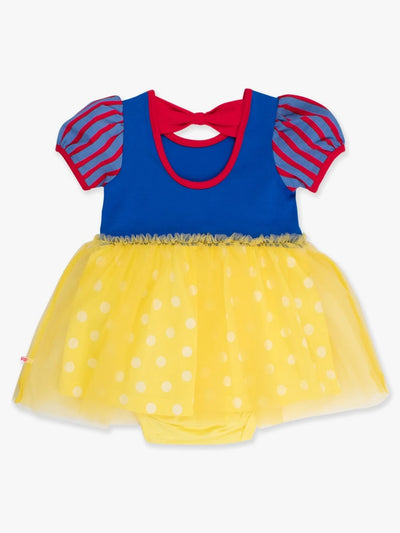 Royal Blue & Yellow Princess Short Sleeve Princess Bow Twirl Romper