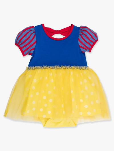 Royal Blue & Yellow Princess Short Sleeve Princess Bow Twirl Romper