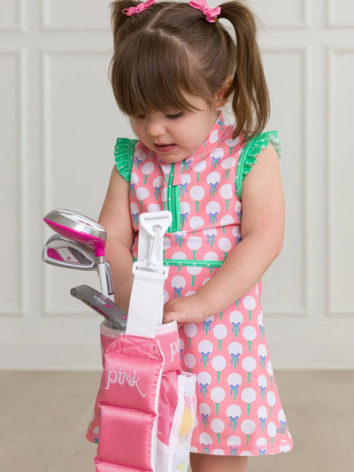 Pink Tee Time Sleeveless Zip Ruffle Sleeve Active Dress