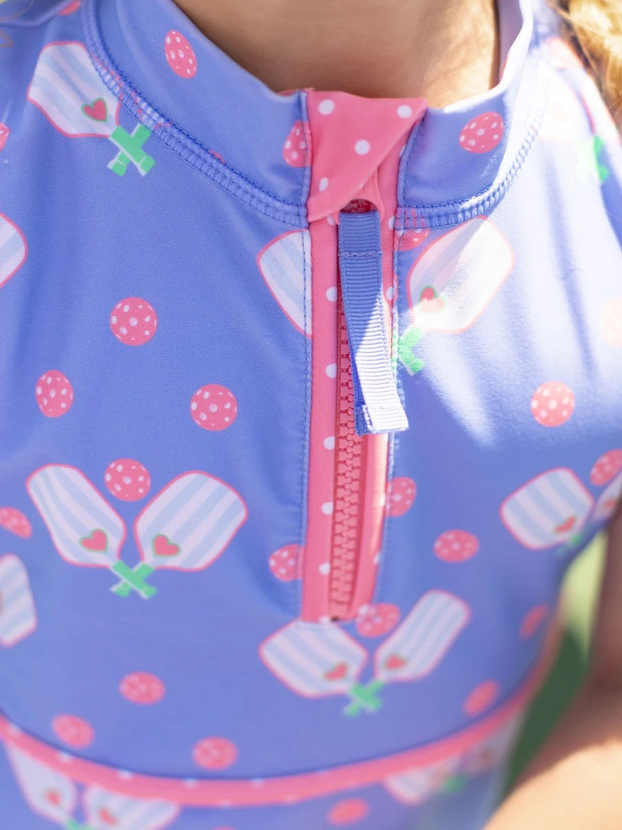Pickleball Playtime Sleeveless Zip Ruffle Sleeve Active Dress