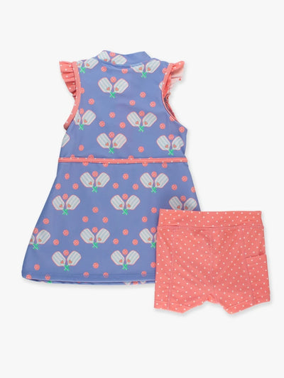 Pickleball Playtime Sleeveless Zip Ruffle Sleeve Active Dress
