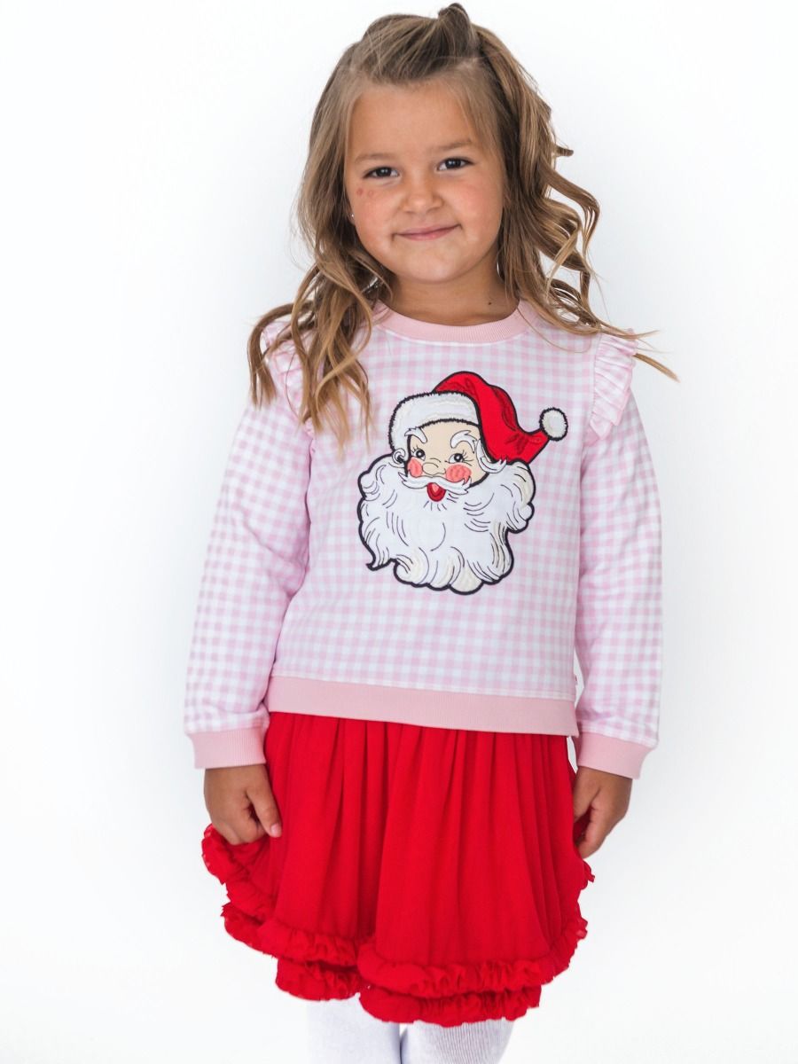 Ruffle Butts Dear Santa Christmas Applique Flutter Sweatshirt