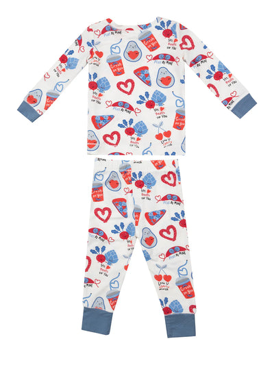 Love You Foodie Much Blue L/s Loungewear Set