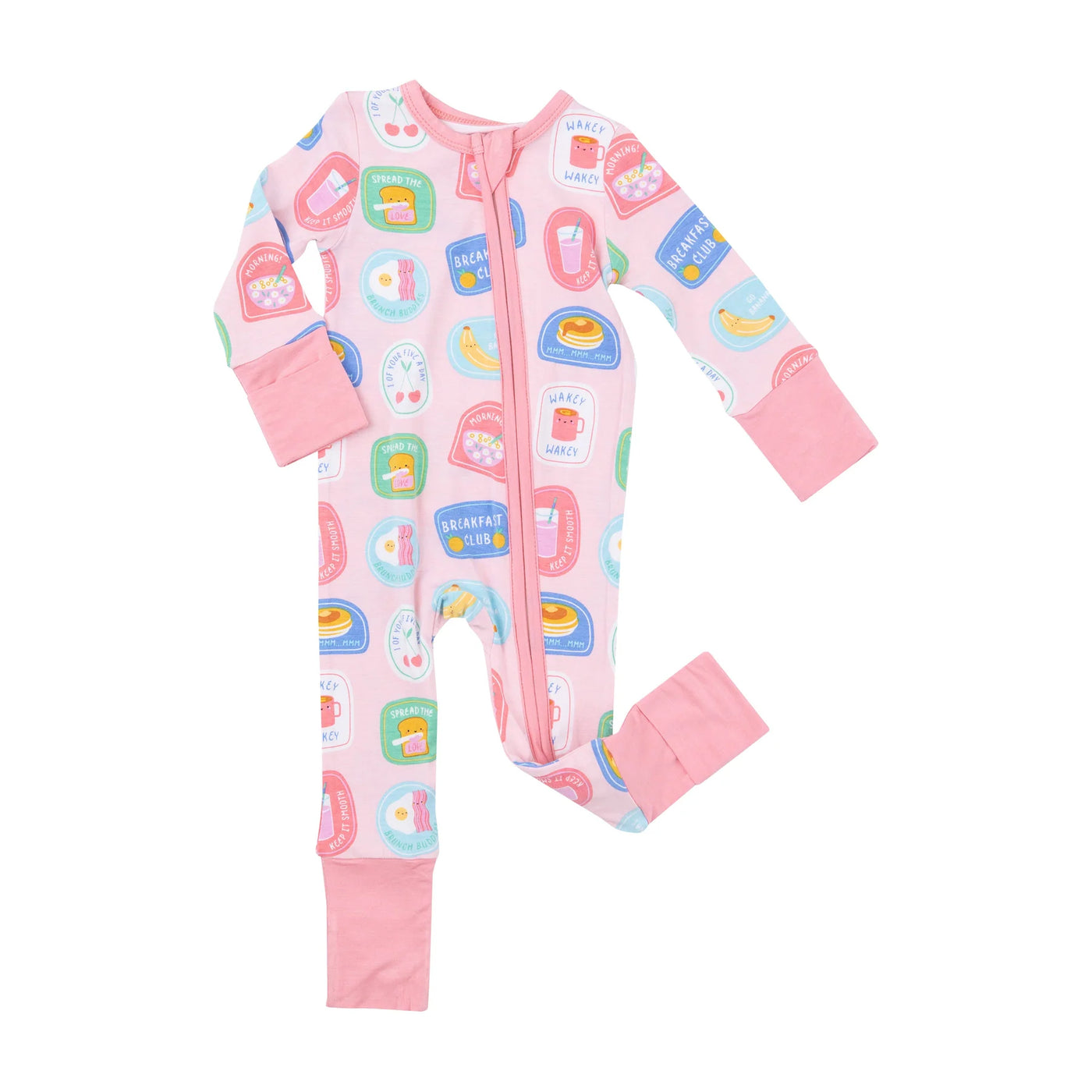 ANGEL DEAR BREAKFAST CLUB PATCHES 2 WAY ZIPPER ROMPER - PINK