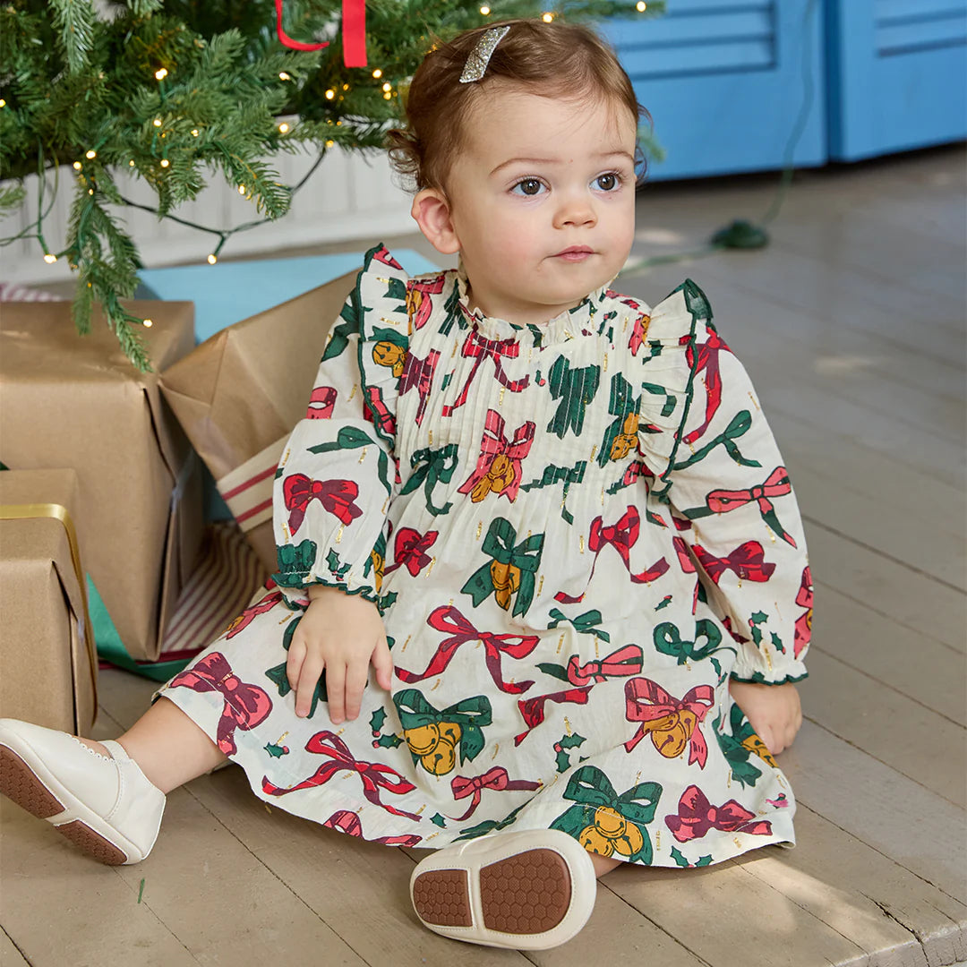 Baby Girls Jaipur Dress Set - Christmas Bows and Bells