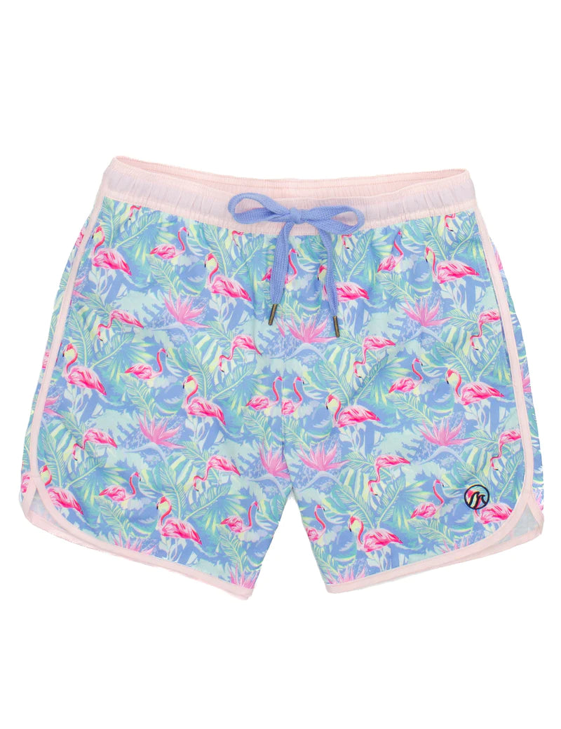 SHORDEES RETRO SWIM FLORAL FLAMINGO