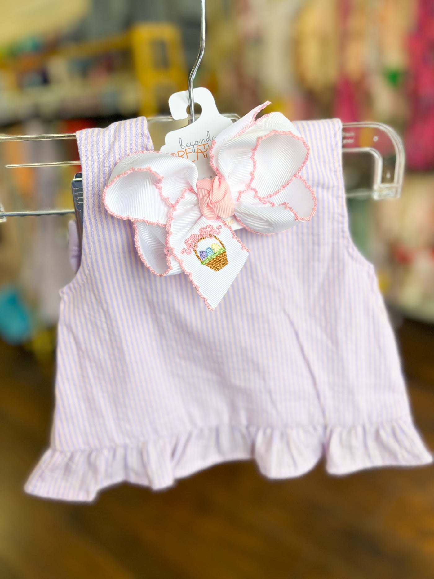 Lilac Peach Stripe Tie Bloomer Set