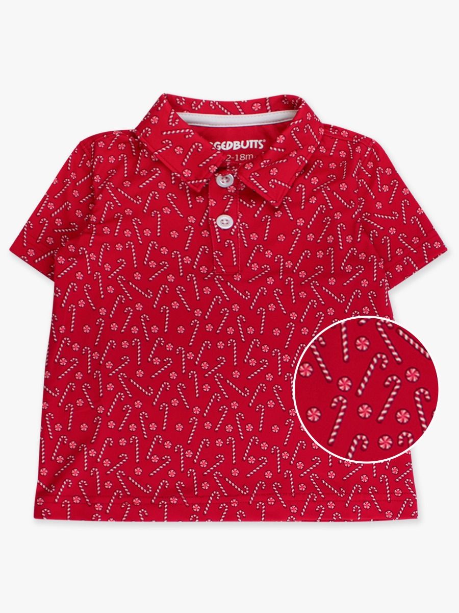 Candy Canes Knit Short Sleeve Performance Polo