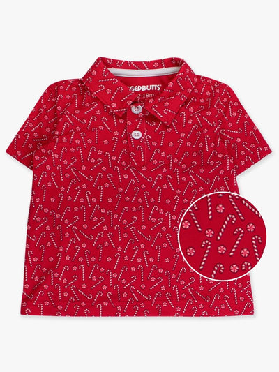 Candy Canes Knit Short Sleeve Performance Polo