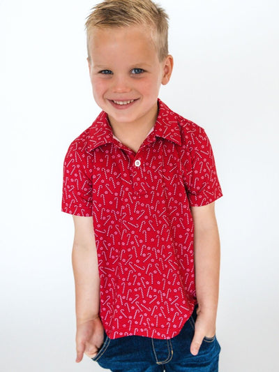 Candy Canes Knit Short Sleeve Performance Polo