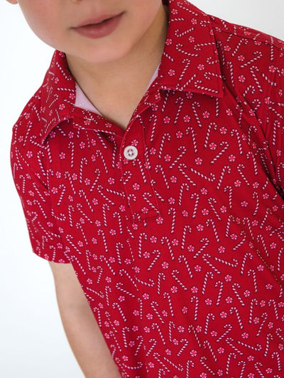 Candy Canes Knit Short Sleeve Performance Polo