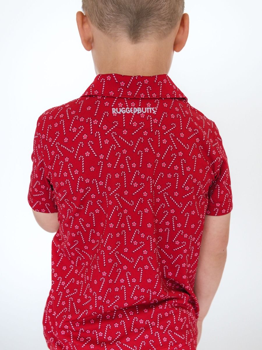 Candy Canes Knit Short Sleeve Performance Polo