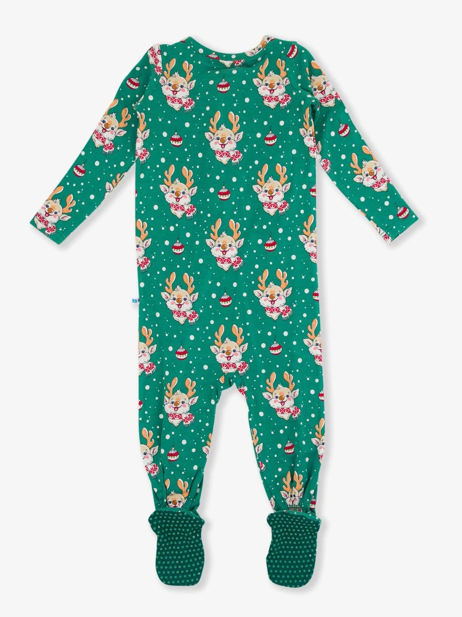 Reindeer Cheer One Piece Footie Pajamas