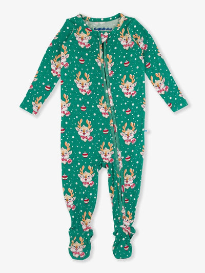 Reindeer Cheer One Piece Footie Pajamas