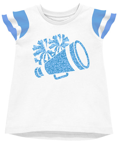 Shimmer Ruffle Sleeve Sequin Cheer in Light Blue
