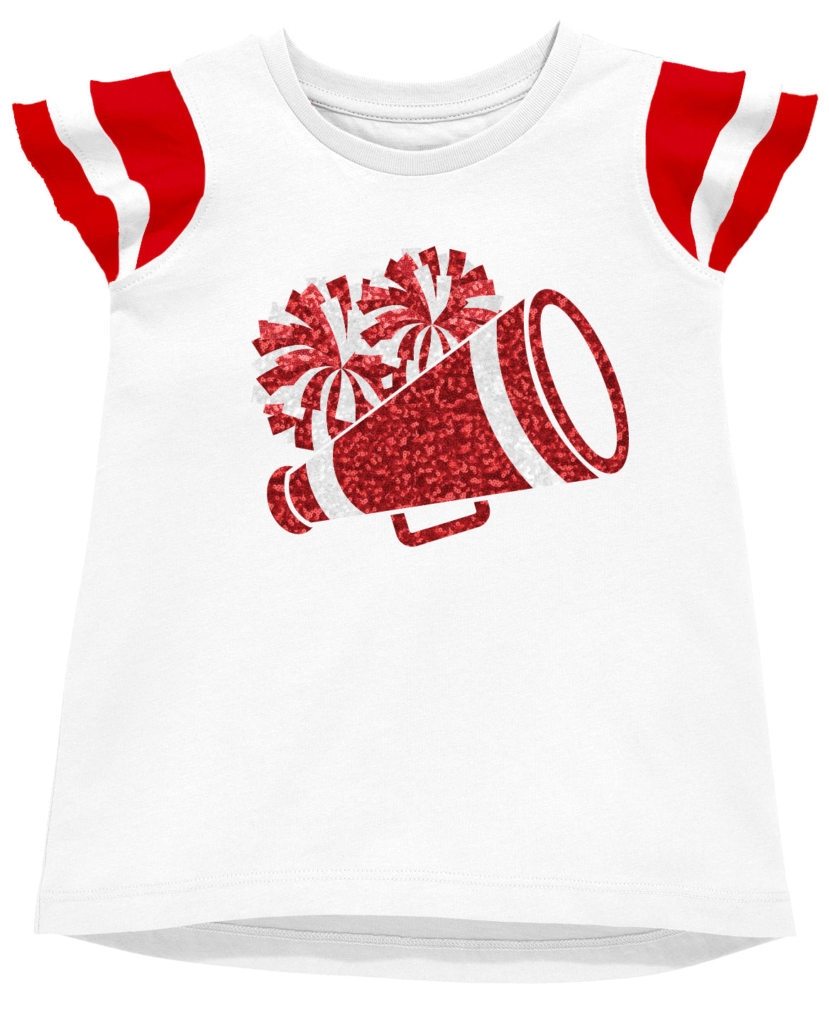 Shimmer Ruffle Sleeve Sequin Cheer in Red