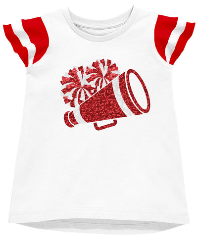 Shimmer Ruffle Sleeve Sequin Cheer in Red
