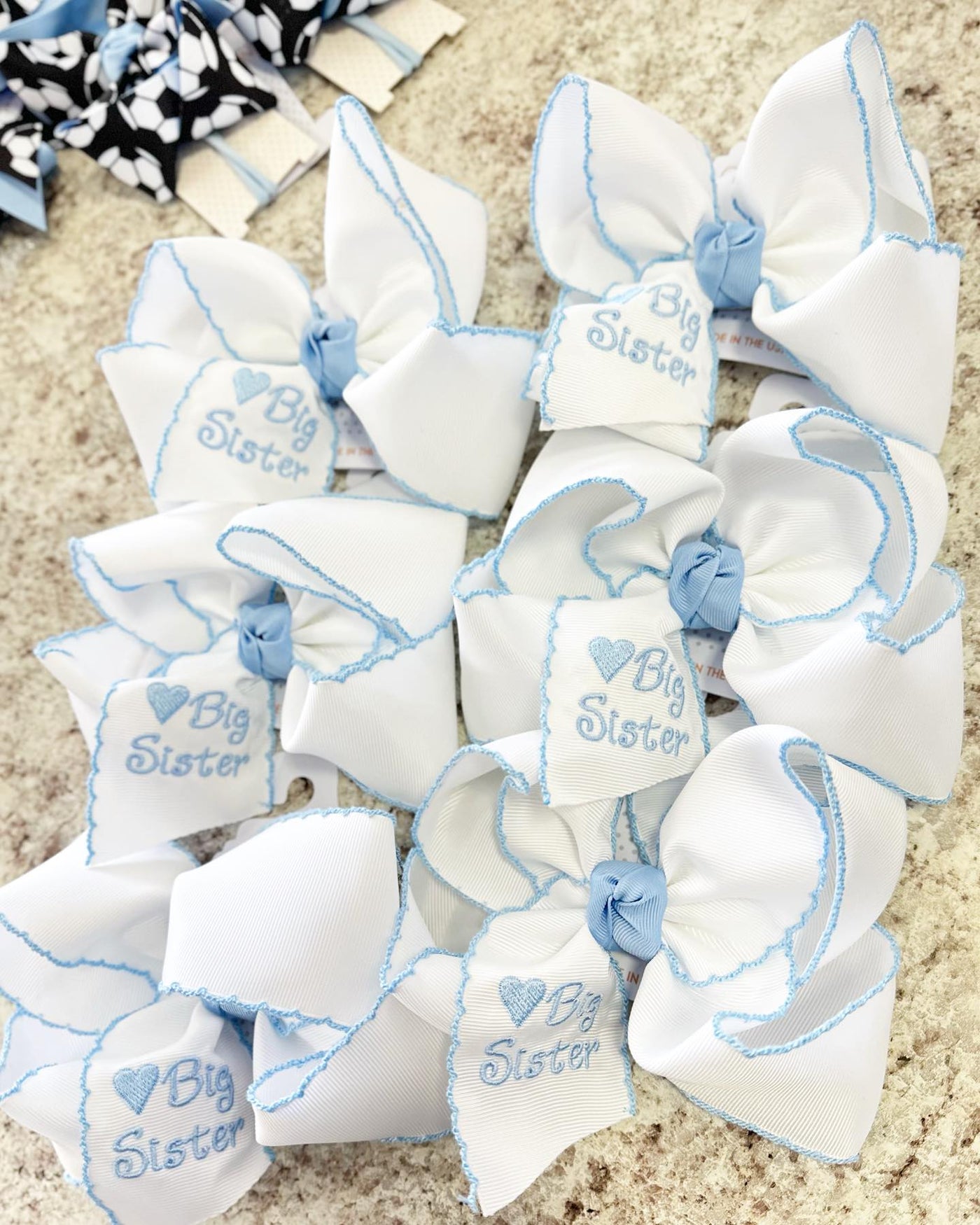 MILLENNIUM BLUE BIG SISTER CROCHET EDGE BOW