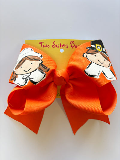 Two Sisters Bows Hand Painted Pair o' Pilgrims XL Bow