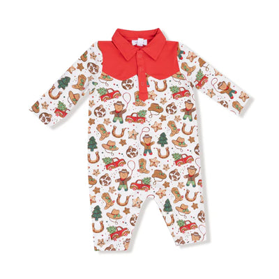 Cowboy Christmas Long Sleeve Cowboy Romper