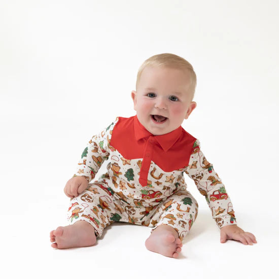 Cowboy Christmas Long Sleeve Cowboy Romper