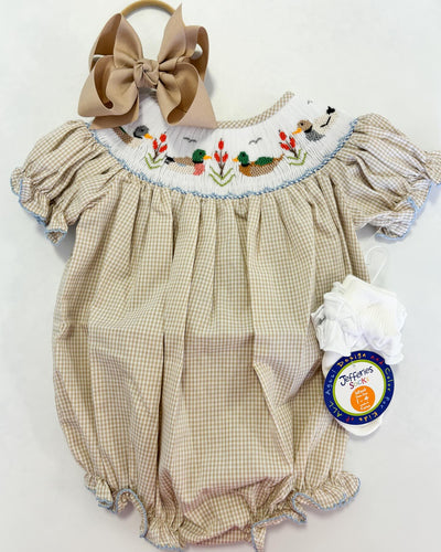 Lulu Bebe Emmie Duck Smocked Bubble