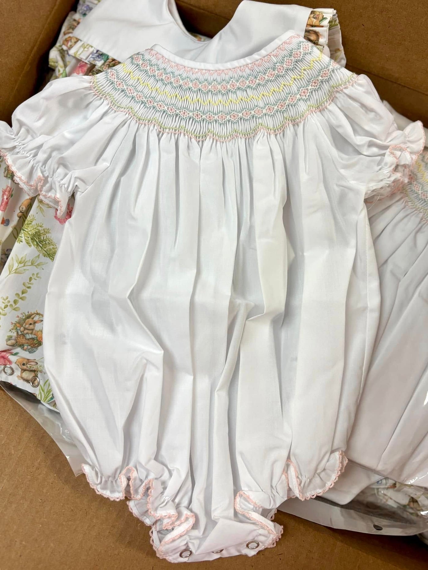 Confetti Kids Classic White Pastel Smocked Bubble