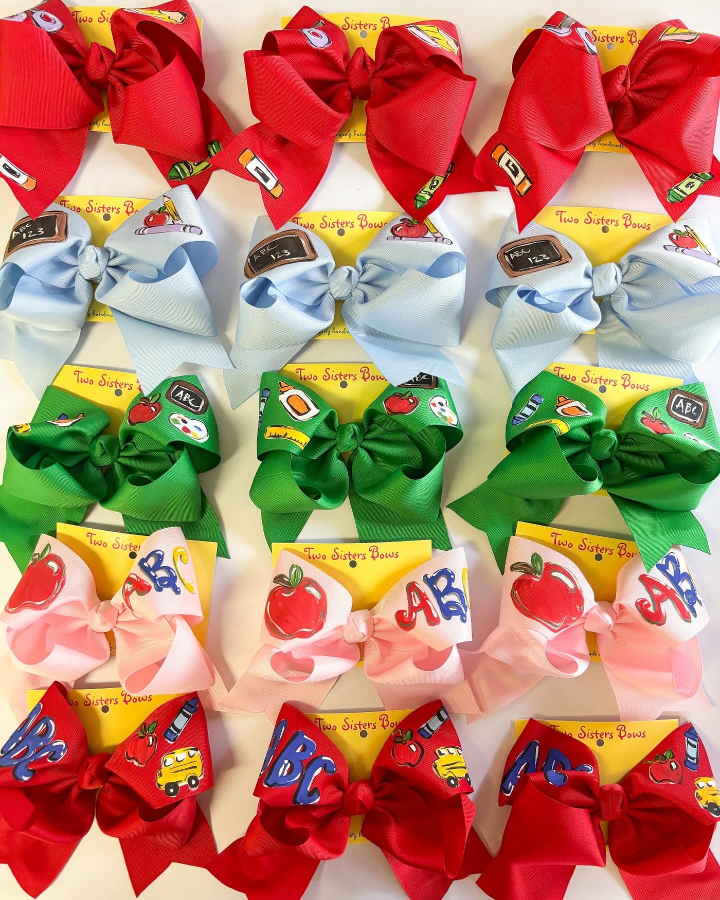 Two Sisters Bows Handpainted XL Green Bow