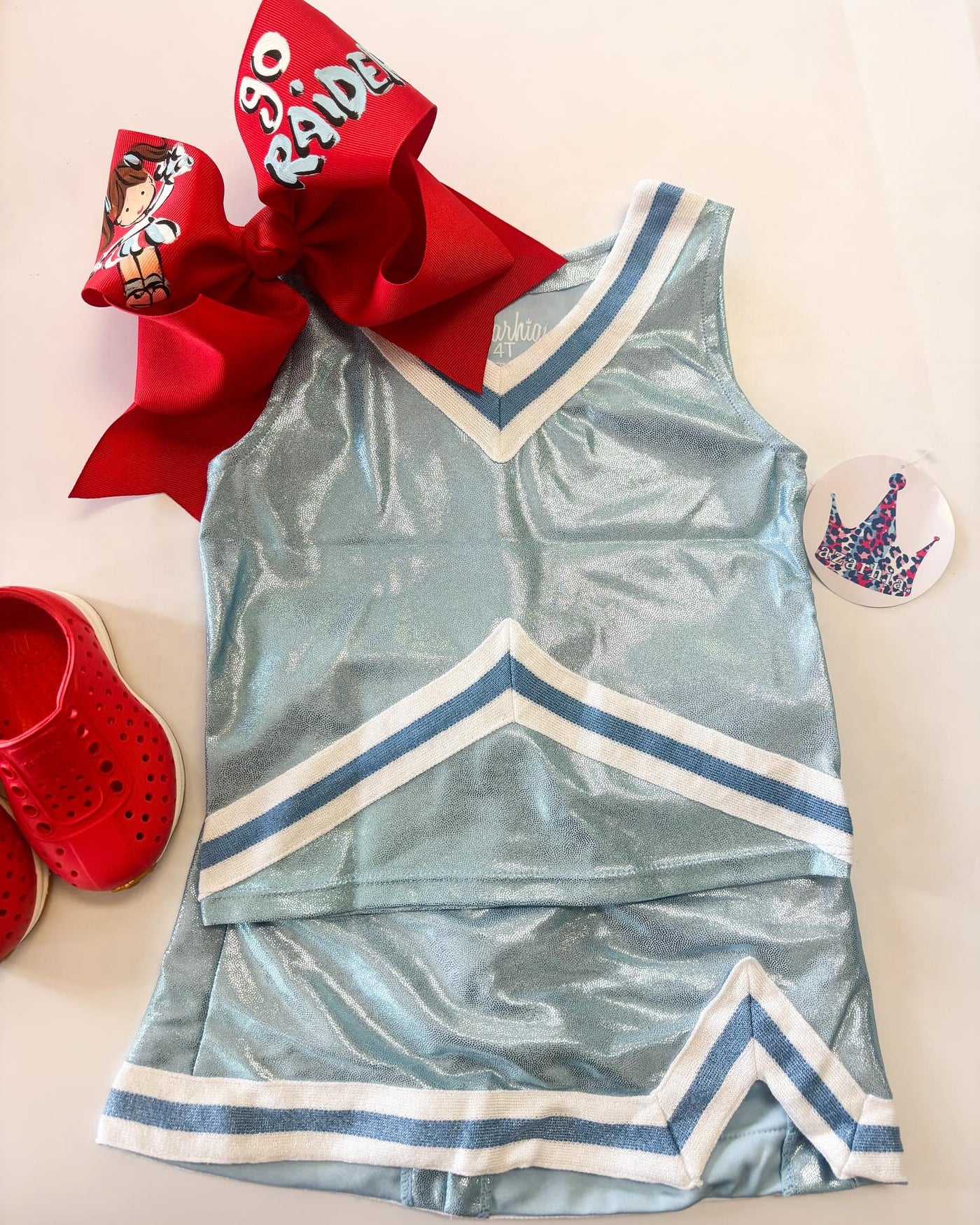 Shimmer Cheer Suit in Light Blue Game Day