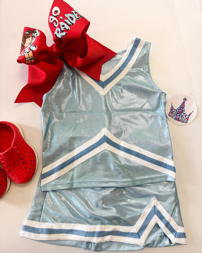Shimmer Cheer Suit in Light Blue Game Day