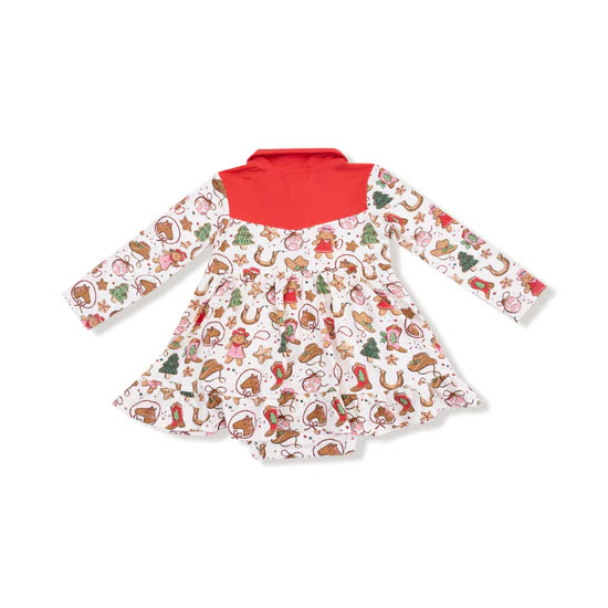 Cowgirl Christmas Long Sleeve Cowgirl Bodysuit Dress