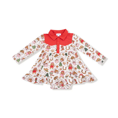 Cowgirl Christmas Long Sleeve Cowgirl Bodysuit Dress