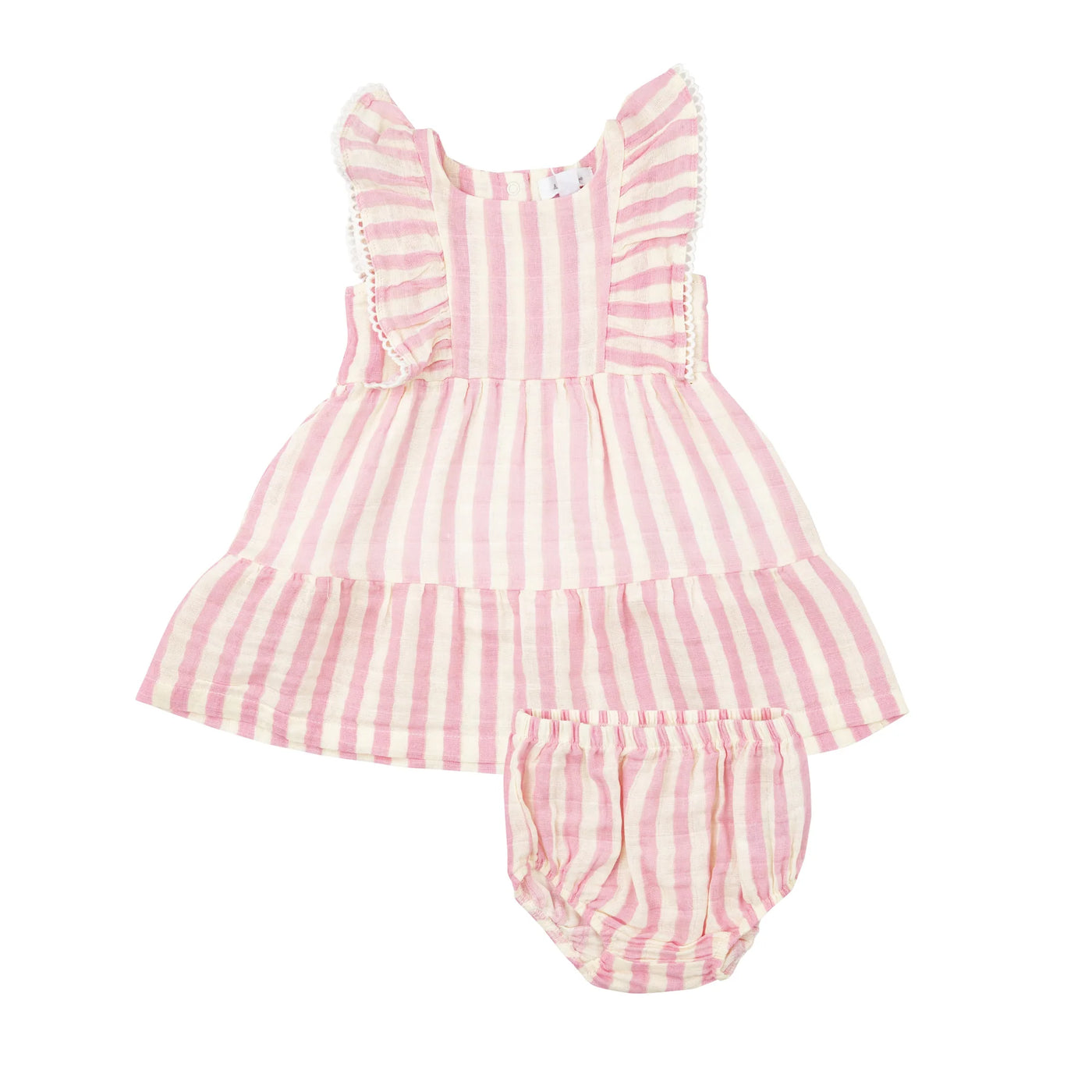 ANGEL DEAR PINK STRIPE PICOT EDGED DRESS