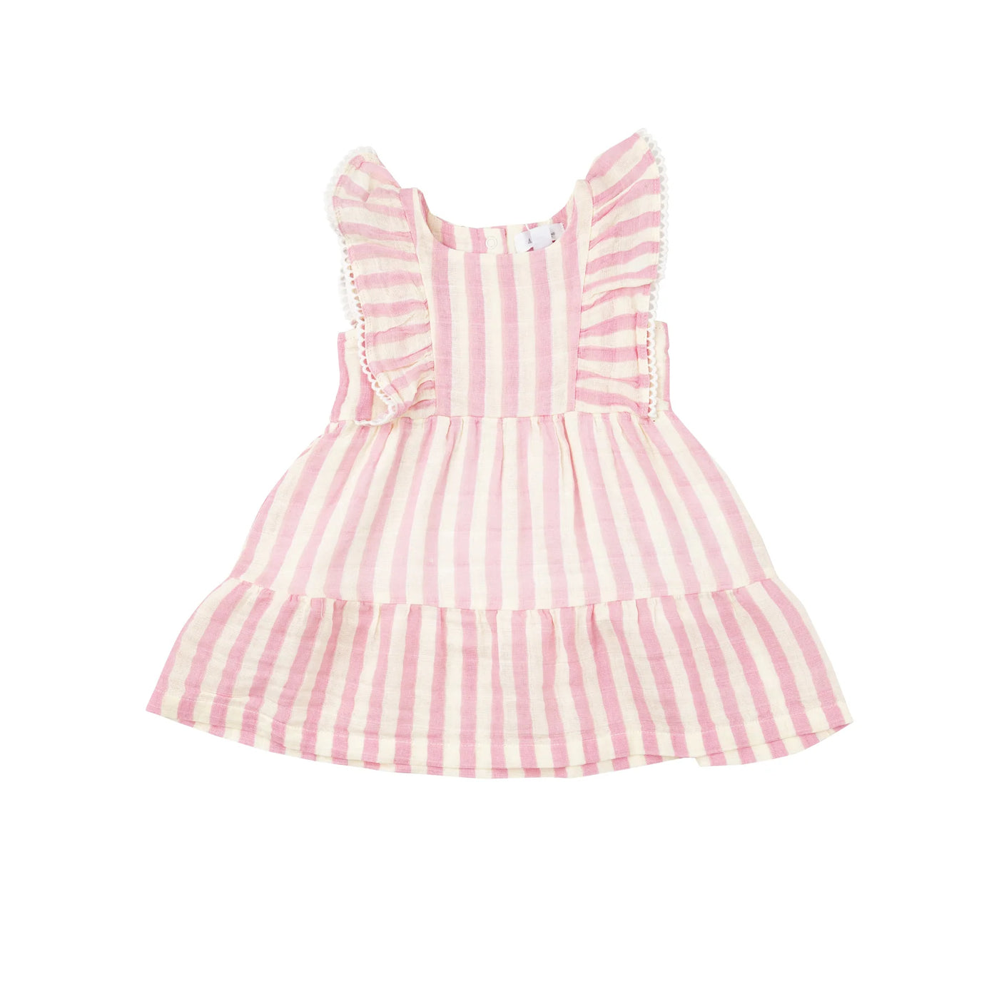 ANGEL DEAR PINK STRIPE PICOT EDGED DRESS