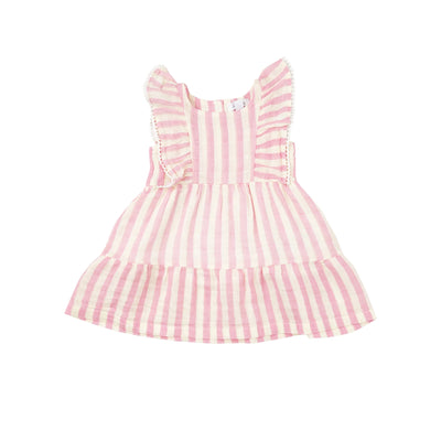 ANGEL DEAR PINK STRIPE PICOT EDGED DRESS