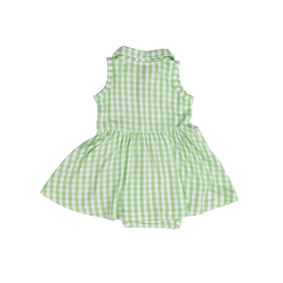 ANGEL DEAR MINI GINGHAM GREEN TENNIS TANK BODYSUIT DRESS