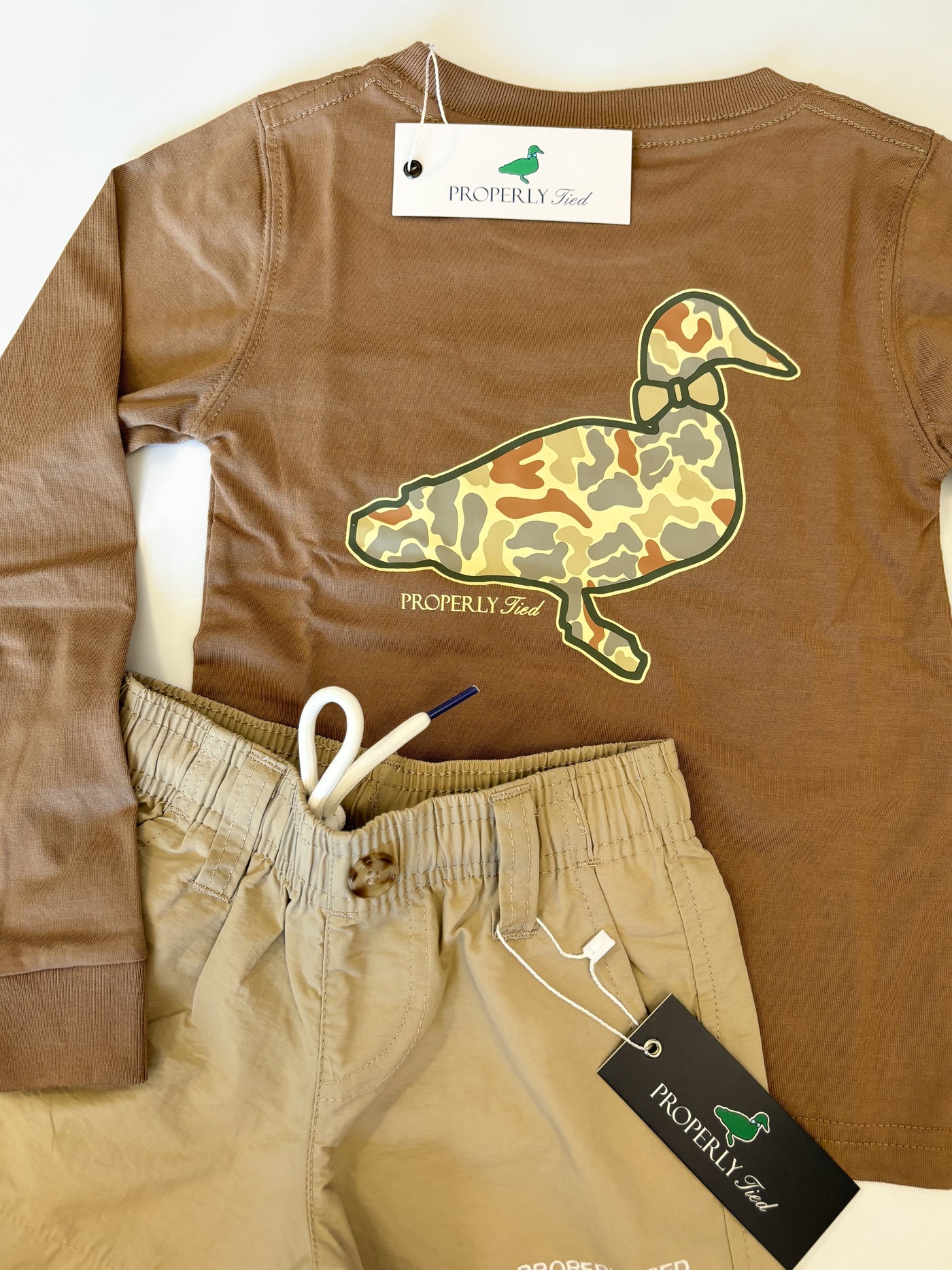 Boys Field Camo Logo LS Walnut