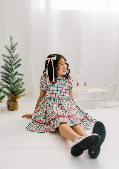 Aura Poplin Dress in Holiday Plaid | Girls Dress
