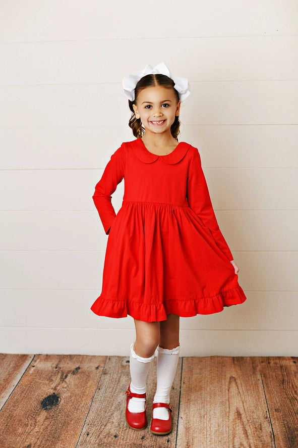 Serendipity Clothing Girl Fall Holiday Peter Pan Collar Pocket Dress