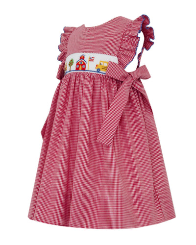 Back To School Red Gingham Dress W/ Side Bows